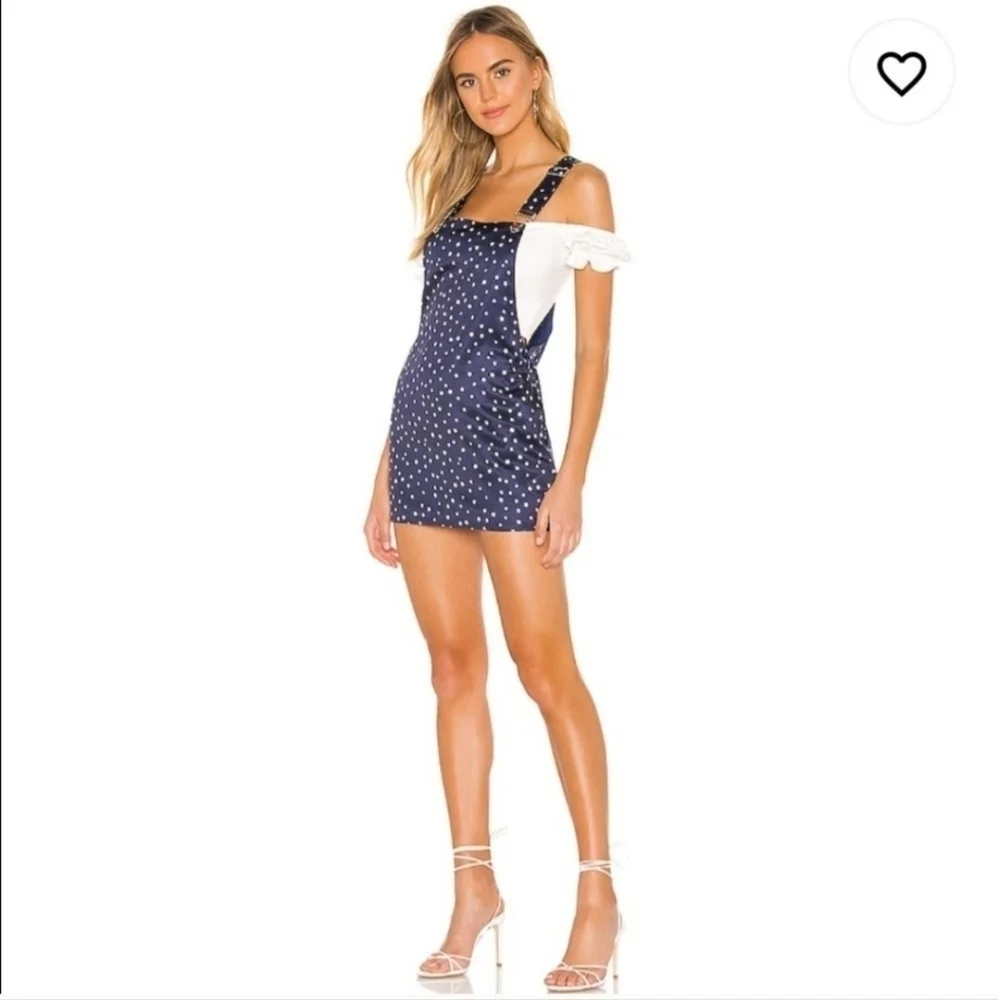 NEW Superdown XS Athena Overall Mini Dress in Blue Star Print